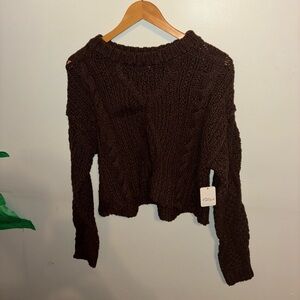 Free People Brown Knitted Sweater – Size Small – NWT